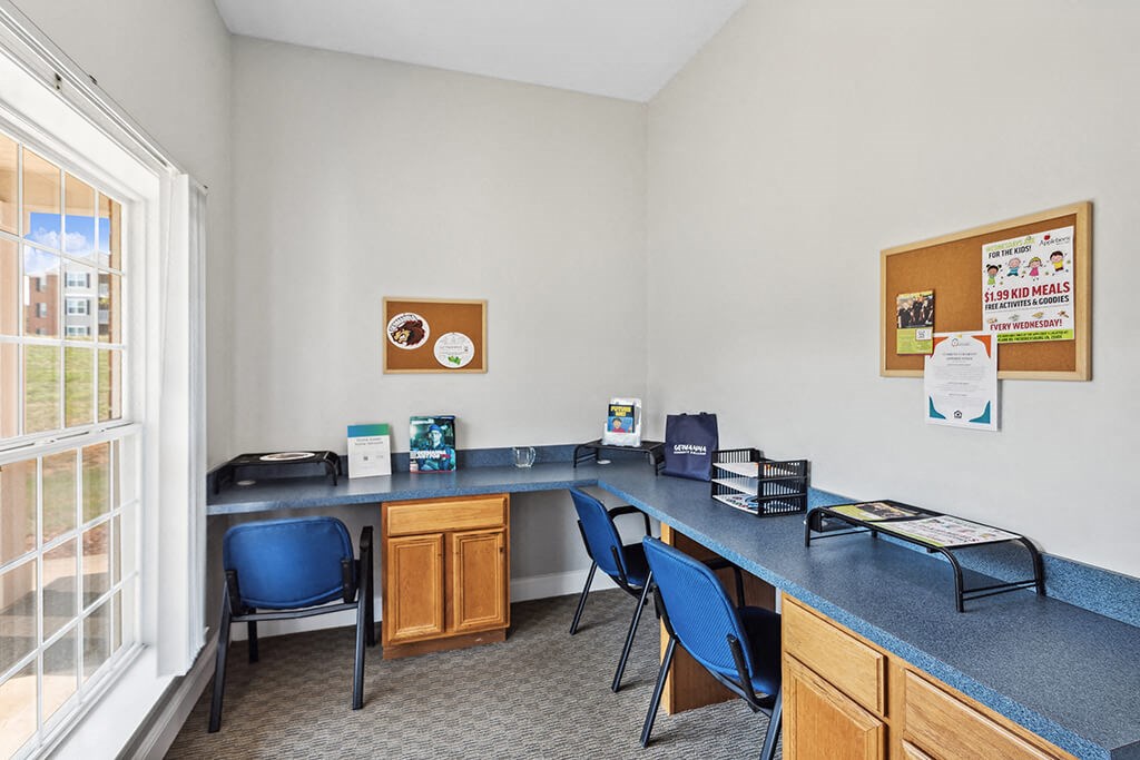 Coworking lounge at Weston Circle Apartments in Fredericksburg VA