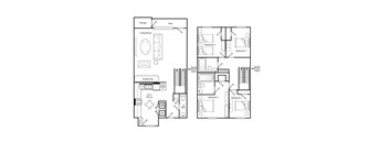 D1 4 bedroom 2.5 bathroom floorplan image 3 bedroom 2.5 bathroom floorplan image at Broadwater Townhomes in Chester, VA