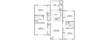 four bedroom floor plan at paradise oaks apartments