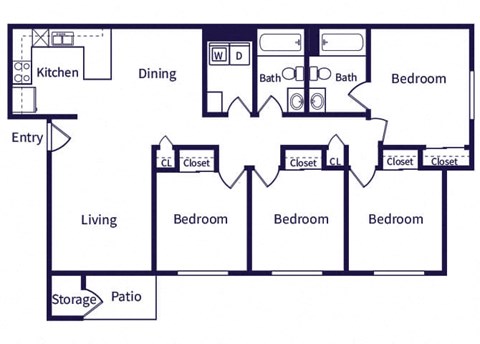 Four bedroom floor plan at Tides at Cheyenne Apartments in Las Vegas NV