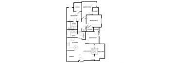 Four bedroom Floor plan Image at Cypress View Villas Apartments in Weatherford, TX