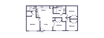 four bedroom floor plan at Dayton Park Apartments in Dayton TX