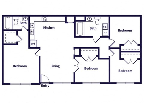 four bedroom floor plan at Dayton Park Apartments in Dayton TX