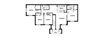 Four bedroom two bathroom floor plan image at Running Brook Apartments in Miami FL