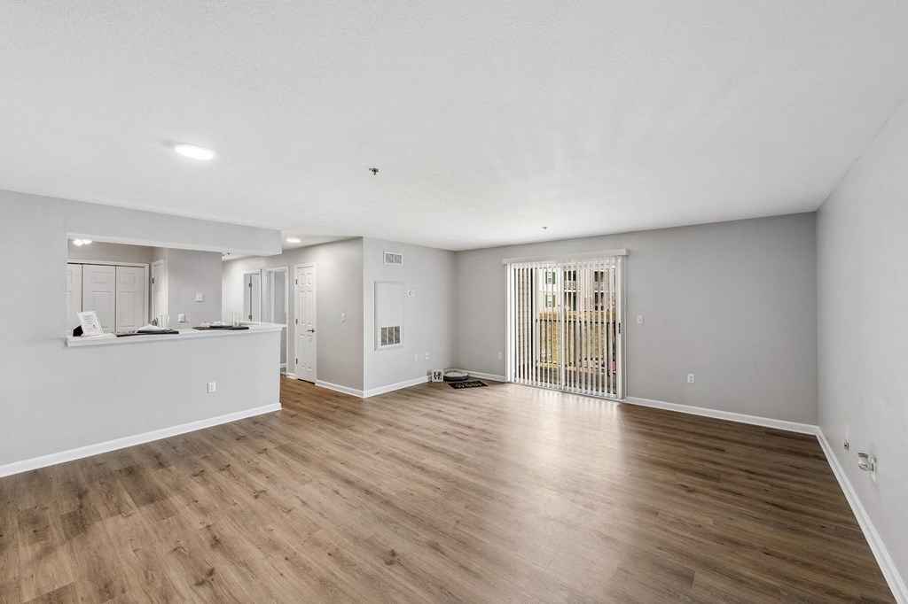 Apartment with private patio and hardwood flooring at England Run Apartments in Fredericksburg VA