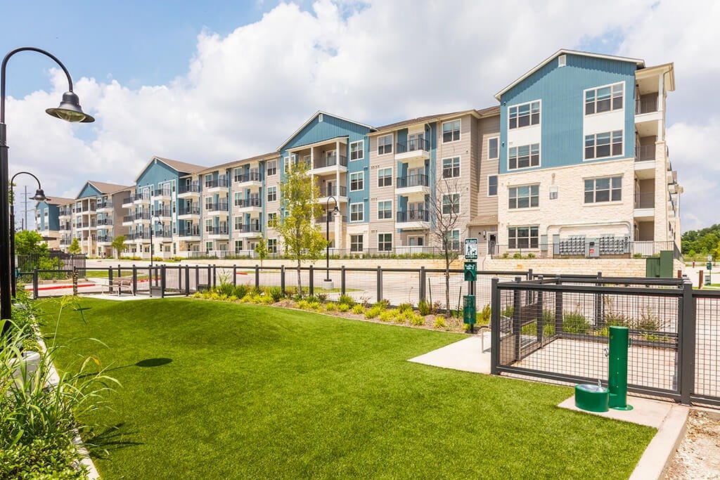 Dog park at 1900 Parmer Apartments in Austin TX