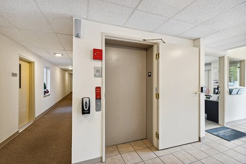 Elevator at Ballinger Court Senior Apartments in Edmonds wA