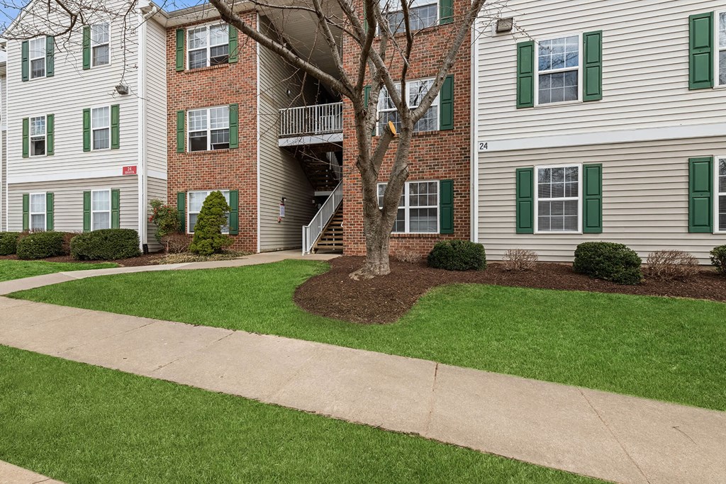 Exterior lawn at England Run Apartments in Fredericksburg VA