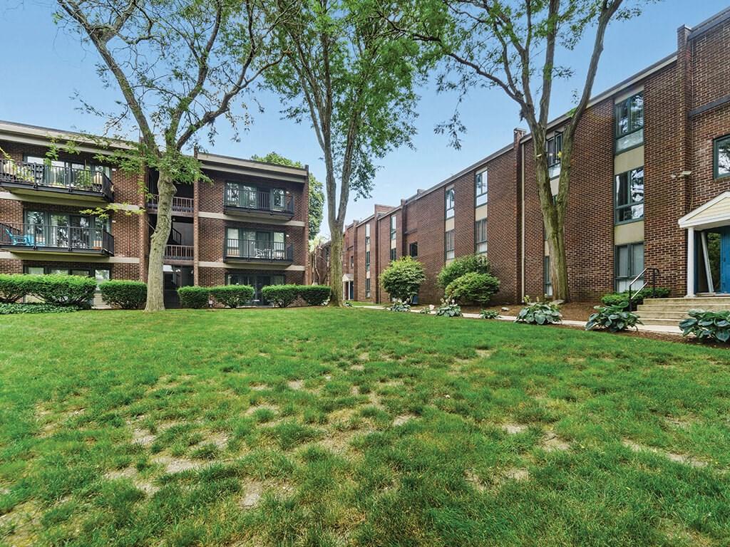 Grassy courtyard at University Heights in Providence RI