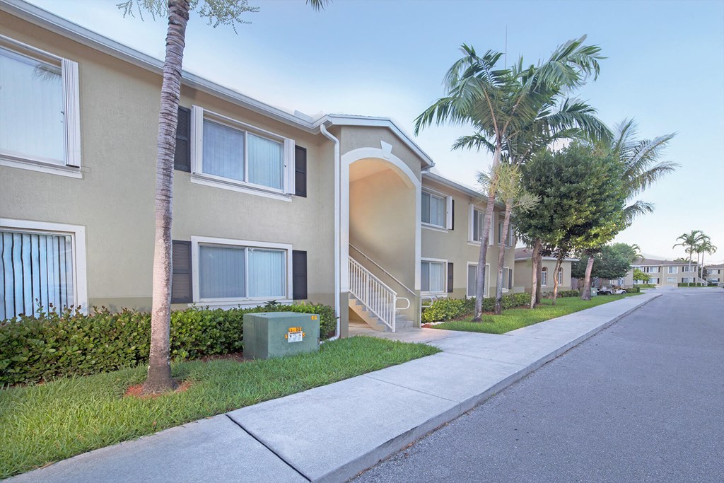 Exterior of apartments at Brenton at Abbey Park Apartments in West Palm Beach FL