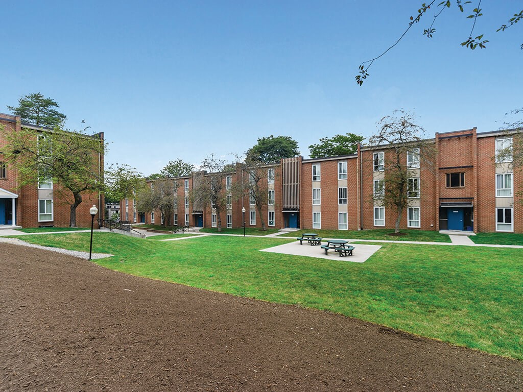 Green exterior at University Heights in Providence RI