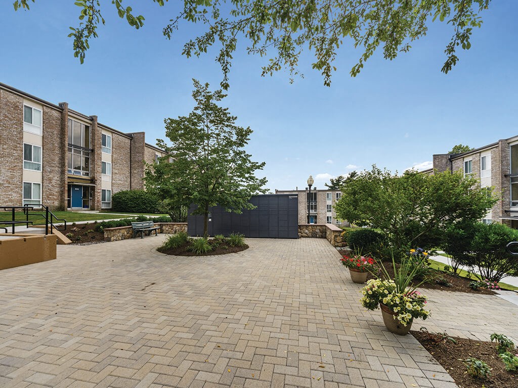 Large outdoor courtyard at University Heights in Providence RI