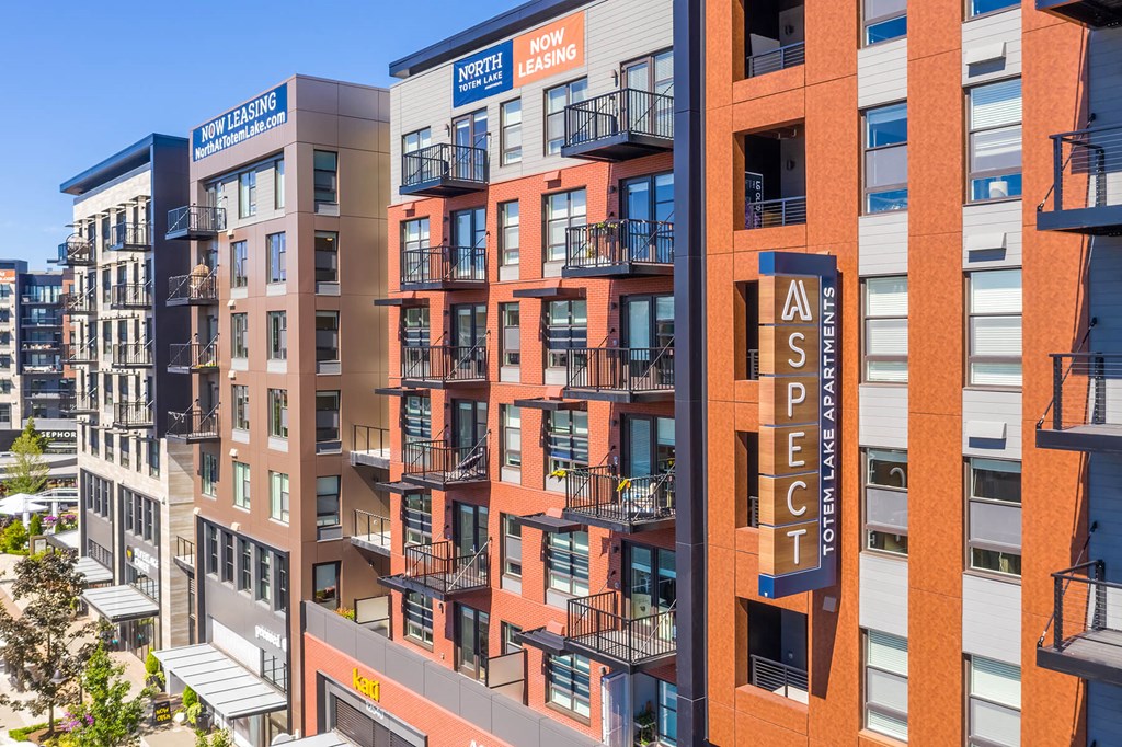 Exterior Building Blade Sign at Aspect at Totem Lake Apartments in Kirkland WA