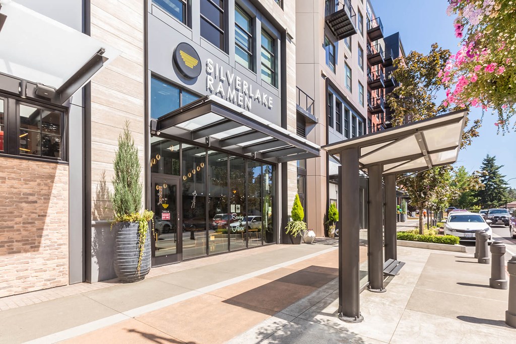 Exterior Building Retail at Aspect at Totem Lake Apartments in Kirkland WA