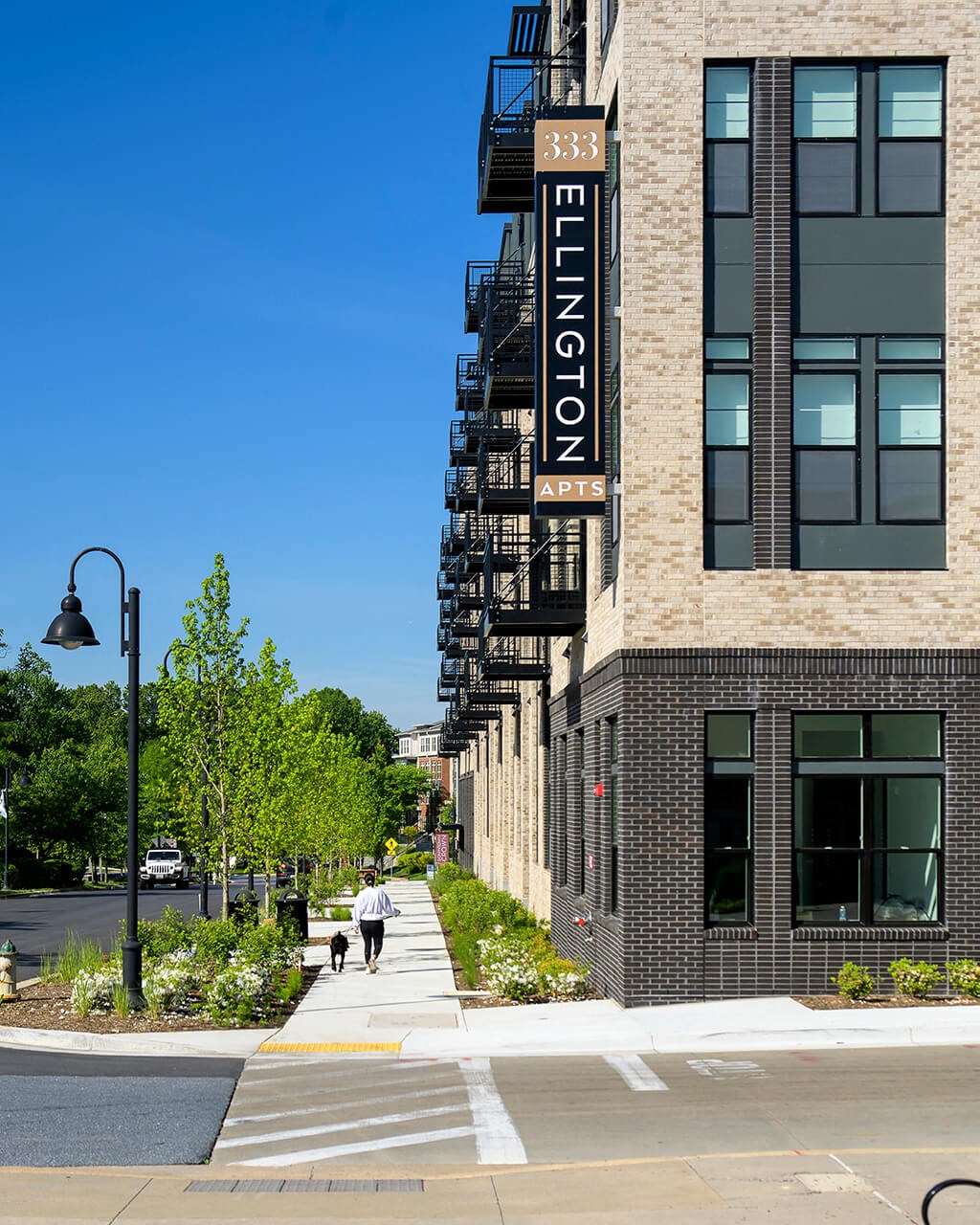 Building exterior at 333 Ellington Apartments in Gaithersburg MD
