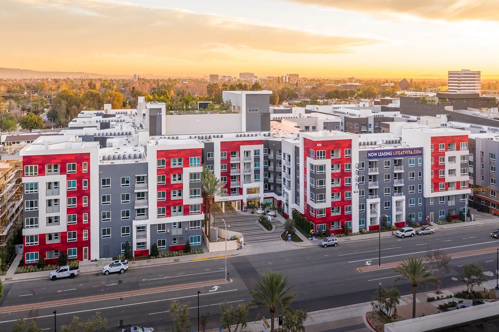 Exterior Building at Dusk at Vita Apartment Homes in Orange, CA