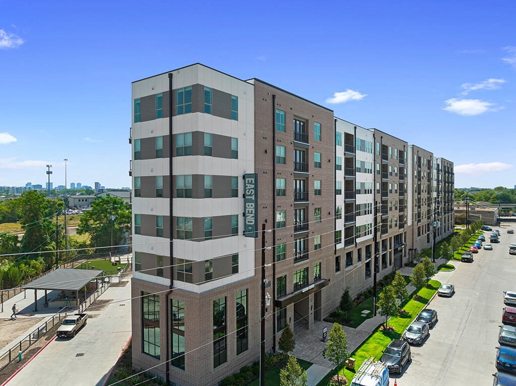 Exterior angled view at East Bend Apartments in Houston TX