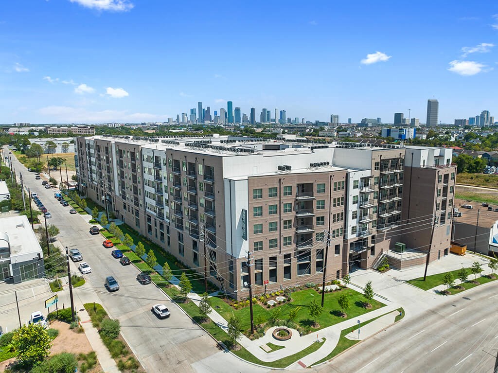 Exterior aerial view at East Bend Apartments in Houston TX