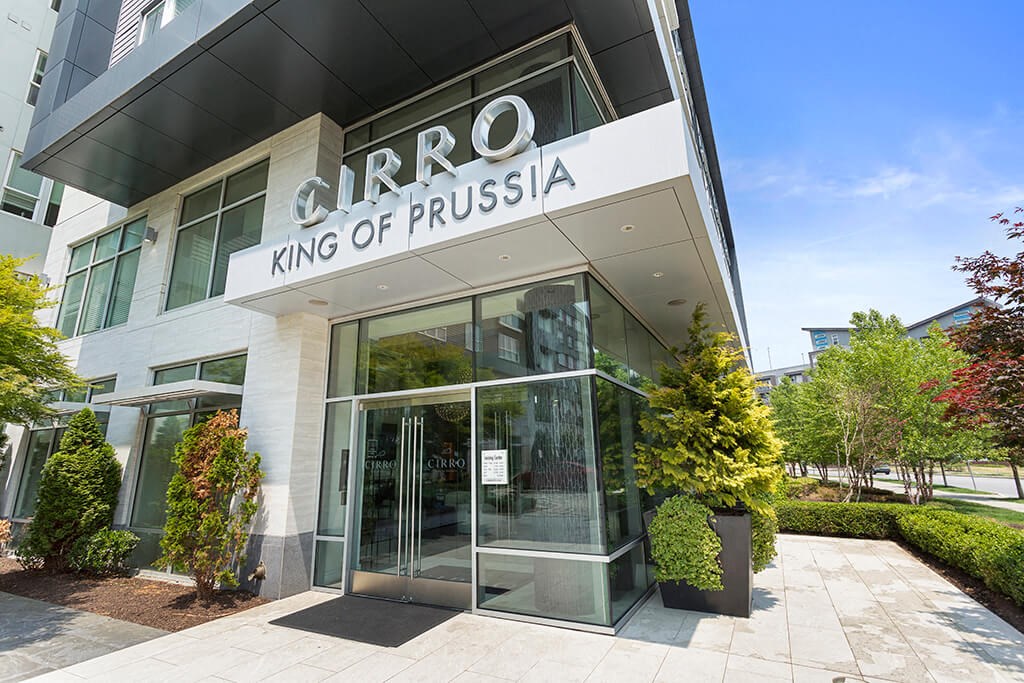 Exterior Entrance close up at Cirro King of Prussia Apartments in King of Prussia, PA