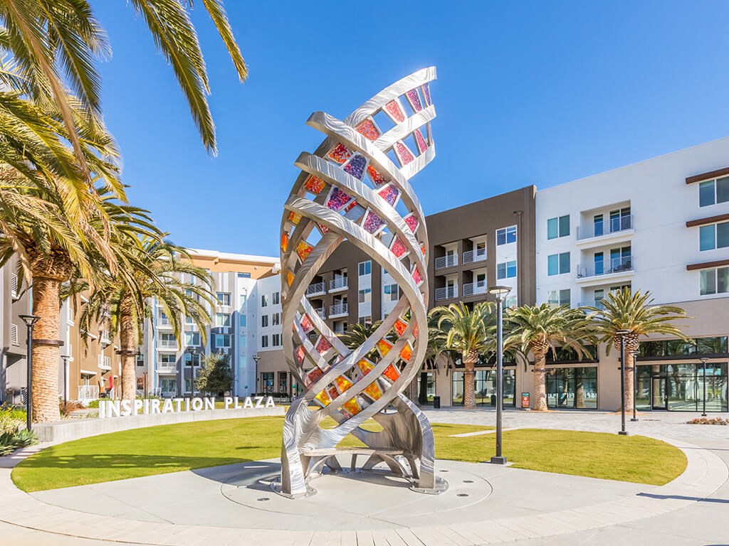 Exterior Inspiration Plaza Flame of Inspiration at Embark Apartments in Fremont CA