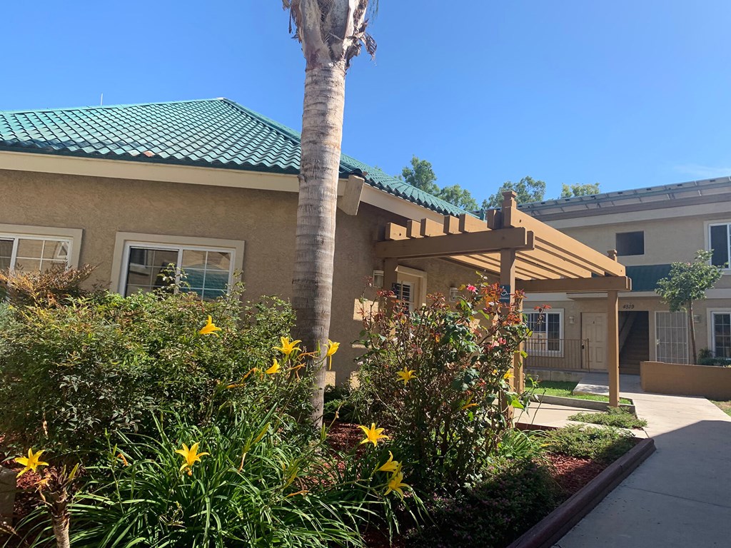 Exterior Leasing Center and Landscaping at Park Crest Apartments in San Diego CA