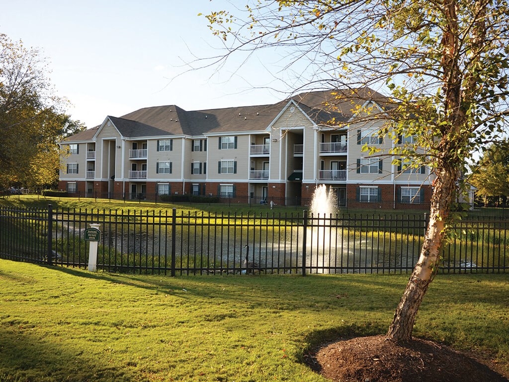 Exterior pond at Whispering Oaks Apartments in Portsmouth VA