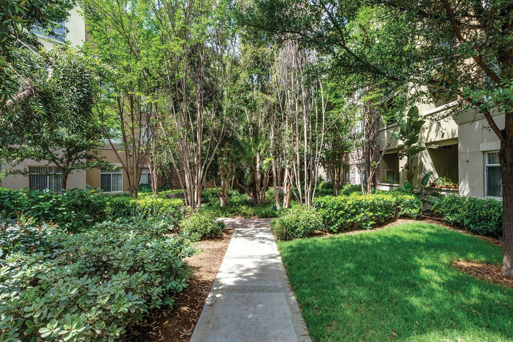 Exterior Walkway at Town Center Apartments in Santa Clarita CA