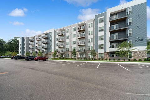 Exterior parking spots at The Quill Apartments in Milford MA