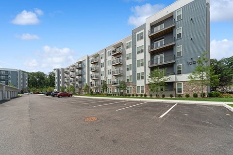 Exterior parking at The Quill Apartments in Milford MA