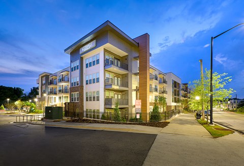 Exterior at Dusk at Verge Apartments in Atlanta, GA
