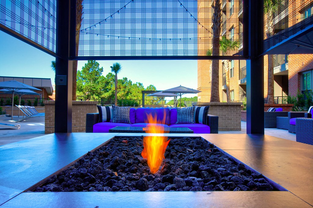 Outdoor fire pit at Caroline Apartments in Charleston SC