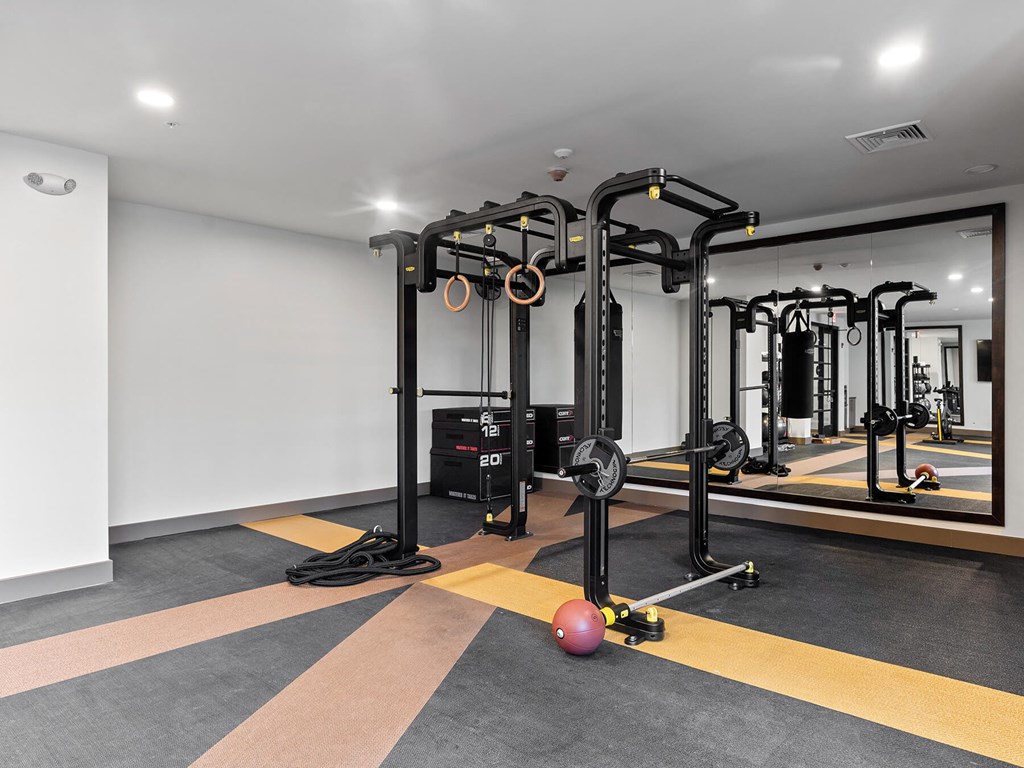 Fitness Cener Weights at VERO Apartments in Chelsea MA