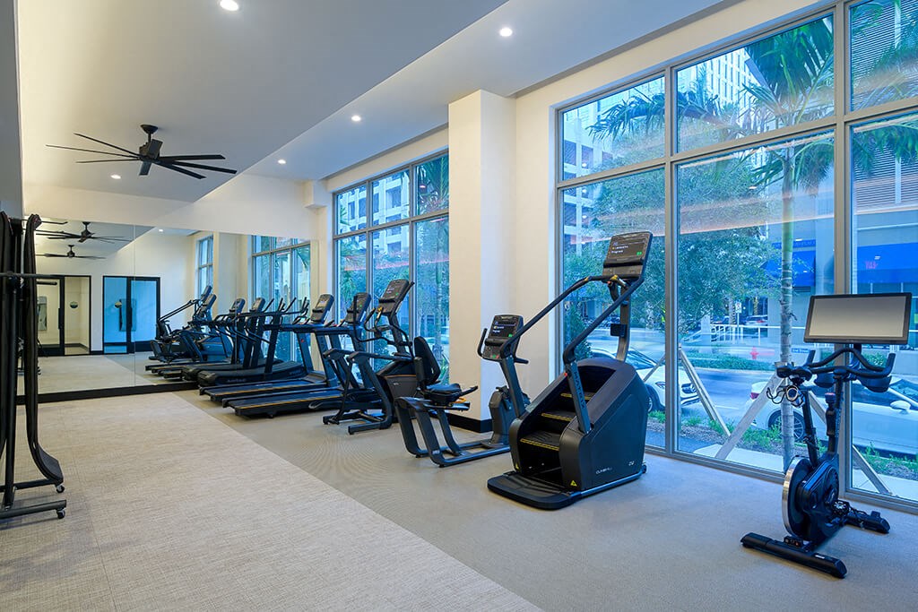 Fitness center cardio at Coasterra Apartments in Fort Lauderdale FL