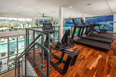 Fitness center cardio at Rivair Apartment Homes in San Diego CA