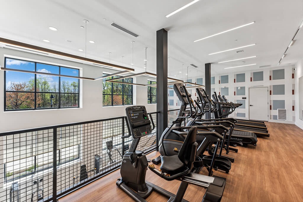 Fitness center cardio at 333 Ellington Apartments in Gaithersburg MD