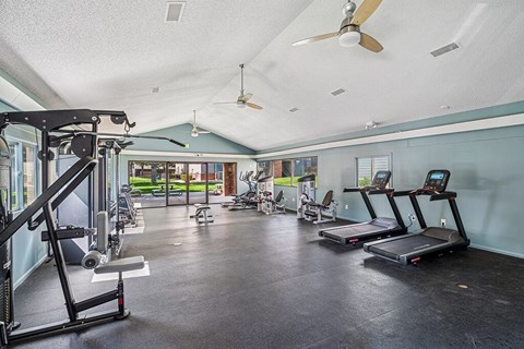Fitness center cardio at Rock Peak on Sunset Apartments in Longmont CO