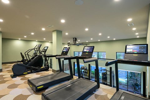 Fitness center treadmills at Verge Apartments in Atlanta, GA
