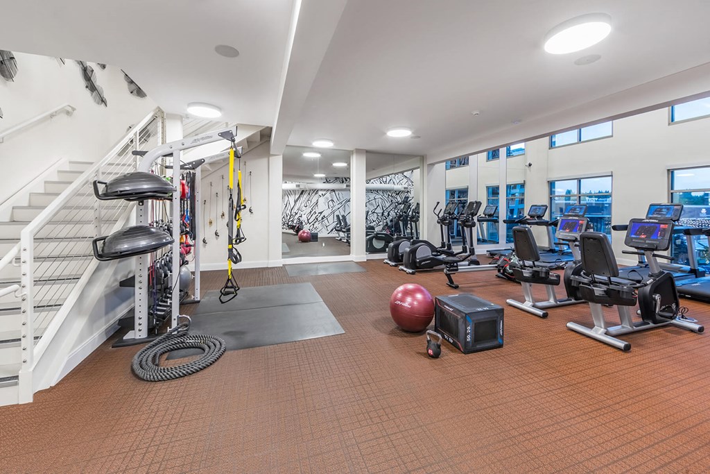 Fitness Center First Floor at North at Totem Lake Apartments in Kirkland WA