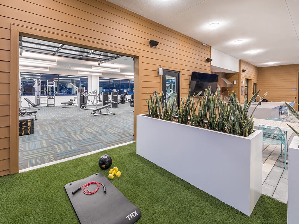 Fitness Center Outdoor Area at Embark Apartments in Fremont CA