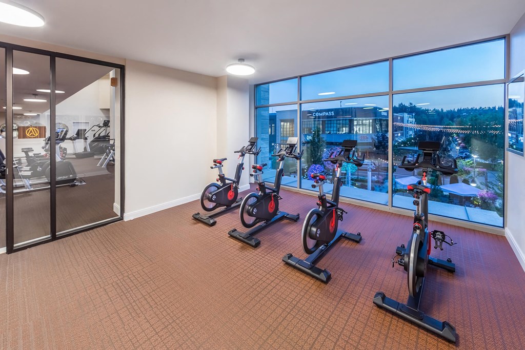 Fitness Center Spin Bikes at Aspect at Totem Lake Apartments in Kirkland WA