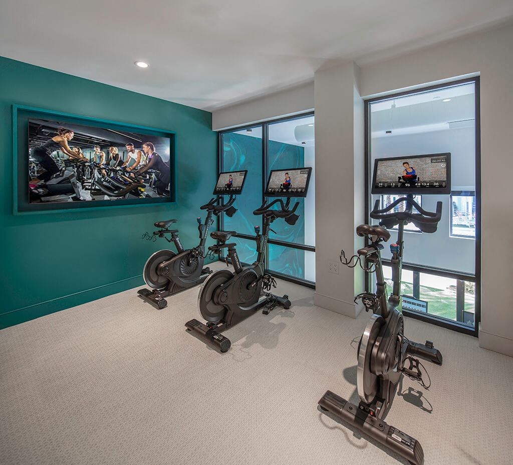 Fitness Center Spin Room at Bevel Apartments in San Diego CA