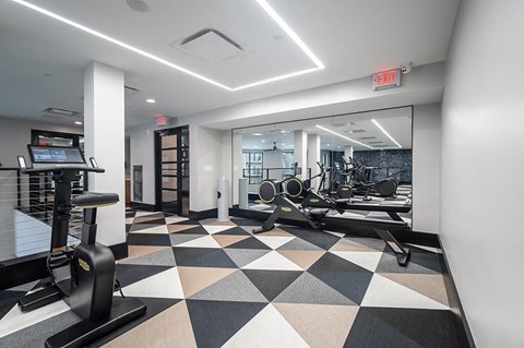Fitness center with spin room at The Belhaven in Alexandria VA