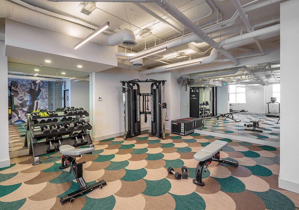 Fitness Center Strength Training Equipment at il Palazzo Apartments in San Diego CA