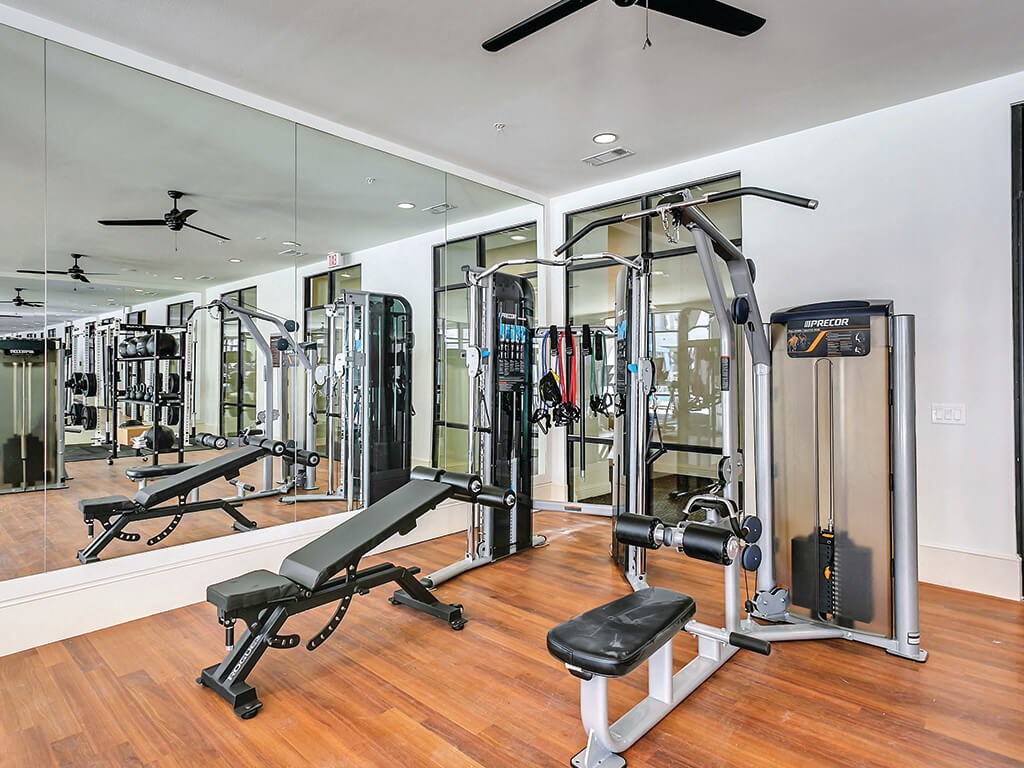 Fitness Center Weight Machines at The Huntington Apartments in Plano TX
