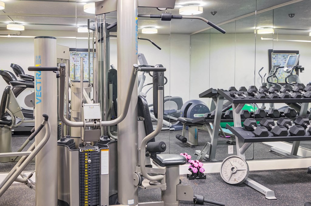 Fitness Center Weights at 735 St Clair Apartments in Portland OR
