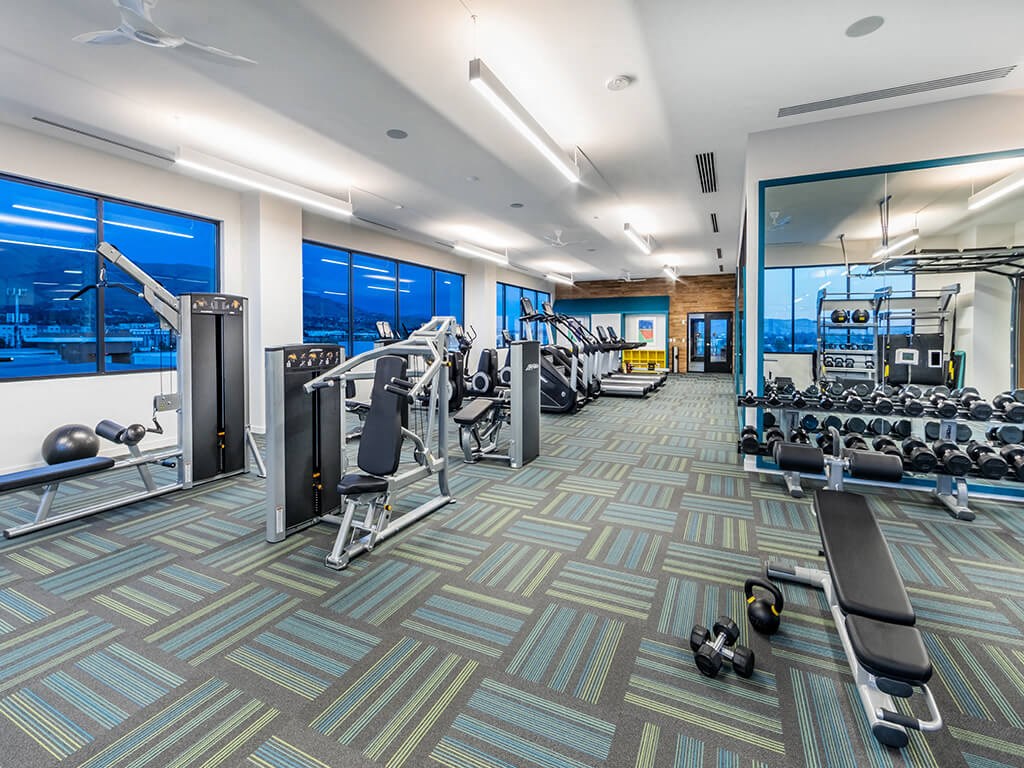 Fitness Center Weights at Embark Apartments in Fremont CA