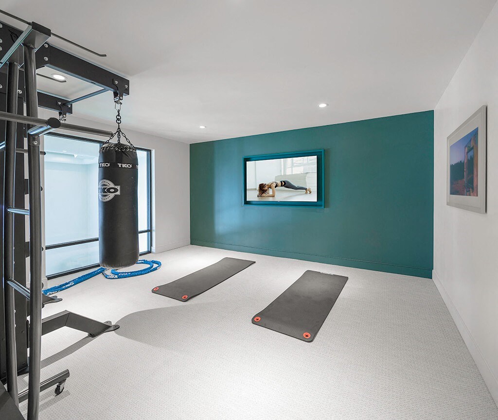 Fitness Center Yoga Room at Bevel Apartments in San Diego CA