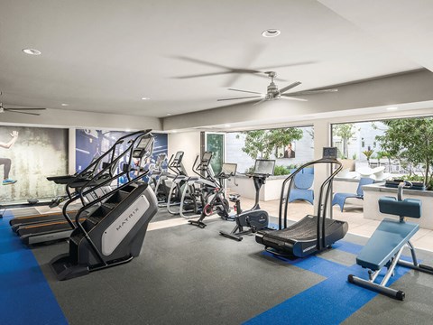 Fitness center cardio machines at Norte Town Lake Apartments in Tempe Arizona