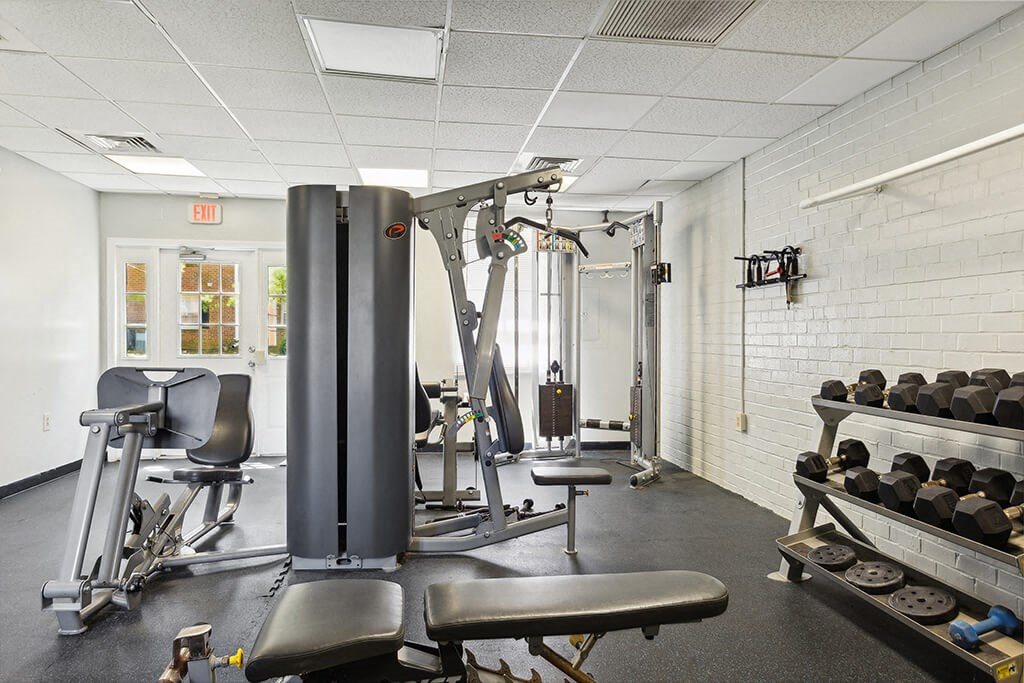 Fitness center weights at Villages at Marley Station in Glen Burnie MD