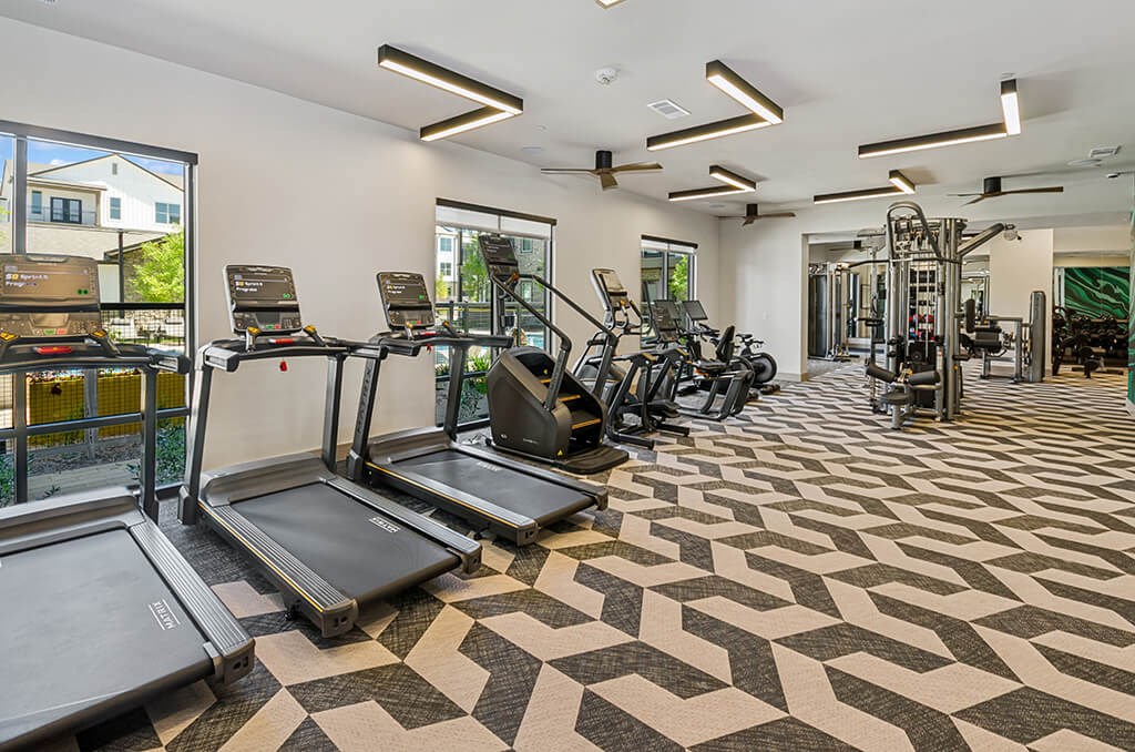 Fitness Center Cardio at The Waylon Apartments and Townhomes in McKinney TX